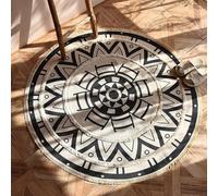 TOTIKI Zerbini Domestico Tappeto Bohémien Rotondo, Tessuto A Mano in Cotone E Lino, Tappetino Marocchino Zerbino Ingresso(C,150cm(4.9ft))