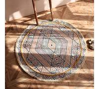 TOTIKI Zerbini Domestico Tappeto Bohémien Rotondo, Tessuto A Mano in Cotone E Lino, Tappetino Marocchino Zerbino Ingresso(A,120cm(3.9ft))