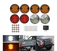 TOTMOX Defender Kit di aggiornamento luci LED Dimensioni standard Indicatore luce laterale anteriore Indicatore di direzione posteriore Lampada posteriore per 90 e 110 1983-1990 Land Rover Defender