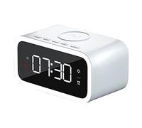 TOTMOX Radiosveglia con USB e Caricabatterie Wireless per Auto Home Office, Sveglia a Ricarica Rapida 15W con Funzione Luce Notturna, Bianco Scuro