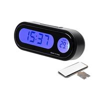 TOTMOX Termometro da orologio digitale a LED per interni auto 2 in 1, orologio da auto con retroilluminazione LCD, supporta la modalità di trasformazione 12 ore su 24
