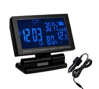 TOTMOX Termometro digitale multifunzione per auto, monitor digitale di umidità interna con temperatura °C/°F Fahrenheit doppio schermo LCD, monitor batteria e funzione orologio