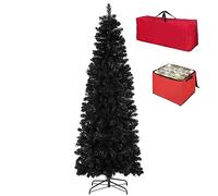 Totò Piccinni Albero di Natale Artificiale Folto, Effetto Realistico, Facile Montaggio, Ignifugo con Borsone e Porta Palline (180 cm, NOEL Slim Nero)