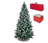 Totò Piccinni Albero di Natale Artificiale NOEL, Folto, Effetto Realistico, Rami a Gancio, Facile Montaggio, PVC, Ignifugo, Incluso Borsa e Porta Palline (300 cm, Punte Innevate e Pigne)