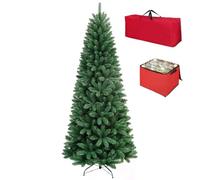 Totò Piccinni Albero di Natale Artificiale NOEL, Folto, Effetto Realistico, Rami a Gancio, Facile Montaggio, PVC, Ignifugo con Borsone (210 cm, Slim Verde)