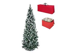 Totò Piccinni Albero di Natale Artificiale NOEL, Folto, Effetto Realistico, Rami a Gancio, Facile Montaggio, PVC, Ignifugo con Borsone (210 cm, Slim Punte Innevate e Pigne)