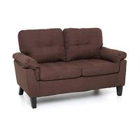 Totò Piccinni Divano Berlino in Tessuto 2 Posti Imbottito, con Braccioli, (L) 145x(P) 78x(A) 95 cm (Marrone)