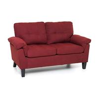 Totò Piccinni Divano Berlino in Tessuto 2 Posti Imbottito, con Braccioli, (L) 145x(P) 78x(A) 95 cm (Rosso)