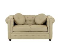 Totò Piccinni Divano CHESTER design vintage retrò classico trapuntato piedini in legno (2 Posti, 3D Beige)