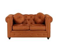 Totò Piccinni Divano CHESTER design vintage retrò classico trapuntato piedini in legno (2 Posti, Effetto Nab. Terracotta)