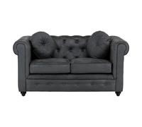 Totò Piccinni Divano CHESTER design vintage retrò classico trapuntato piedini in legno (2 Posti, Effetto Nab. Grigio)