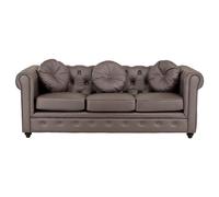 Totò Piccinni Divano CHESTER design vintage retrò classico trapuntato piedini in legno (3 Posti, Ecopelle Marrone)