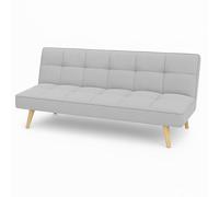 Totò Piccinni Divano Letto 3 Posti SANDWICH Prontoletto Clic-Clac imbottito con piedini in legno (Tessuto Grigio Chiaro)
