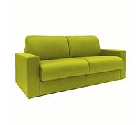 Totò Piccinni Divano Letto Ribaltone Matrimoniale Imbottito con Braccioli, Materasso 14cm, L194cm x P93cm x H67cm (Tessuto Verde)