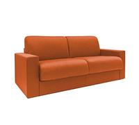 Totò Piccinni Divano Letto Ribaltone Matrimoniale Imbottito con Braccioli, Materasso 14cm, L194cm x P93cm x H67cm (Tessuto Arancione)