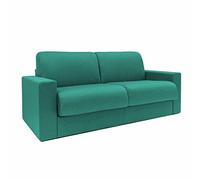 Totò Piccinni Divano Letto Ribaltone Matrimoniale Imbottito con Braccioli, Materasso 14cm, L194cm x P93cm x H67cm (Tessuto Turchese)