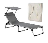 Totò Piccinni Lettino prendisole KAMP Pieghevole Leggero Alluminio CUSCINO e BORSA Zaino (Grigio)