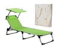 Totò Piccinni Lettino prendisole KAMP Pieghevole Leggero Alluminio CUSCINO e BORSA Zaino (Verde)