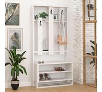 Totò Piccinni Mobile Ingresso BRANDO Appendiabiti in legno con 3 Ganci e 2 Vani (Bianco)