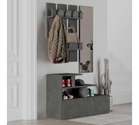 Totò Piccinni Mobile Ingresso VESTA Appendiabiti con Specchio + 6 Ganci + 1 Anta (Cemento)