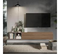 Totò Piccinni Mobile Porta TV Sospeso MODULA, Parete Attrezzata Moderna con Pensile a Ribalta e 2 Cubi a Giorno, Versatile per Soggiorno e Ingresso, 194 x 29 x 28 cm (Rovere Mercure/Bronzo)
