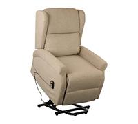 Totò Piccinni Poltrona BARCELLONA Relax Reclinabile e Alzapersona con Poggiapiedi Bergere (Tessuto Beige, Elettrica Alzapersona)