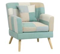 Totò Piccinni Poltrona KETTY in Tessuto Patchwork poltroncina imbottita con braccioli e piedi in legno (Patchwork Sky, Poltrona)