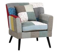 Totò Piccinni Poltrona KETTY in Tessuto Patchwork poltroncina imbottita con braccioli e piedi in legno (Patchwork Party, Poltrona)