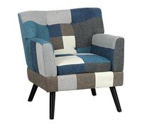 Totò Piccinni Poltrona KETTY in Tessuto Patchwork poltroncina imbottita con braccioli e piedi in legno (Patchwork Moon, Poltrona)