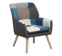 Totò Piccinni Poltrona Poltroncina LIVIA in Tessuto Imbottito con piedini in legno (Patchwork Moon)