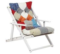 Totò Piccinni Poltrona Sedia SDRAIO HARMONY PATCHWORK Relax struttura in Legno Pieghevole 3 Posizioni MADE IN ITALY (Party, Struttura Bianca)