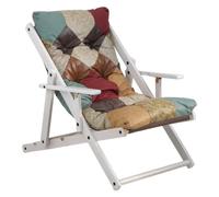 Totò Piccinni Poltrona Sedia SDRAIO HARMONY PATCHWORK Relax struttura in Legno Pieghevole 3 Posizioni MADE IN ITALY (Touch, Struttura Bianca)
