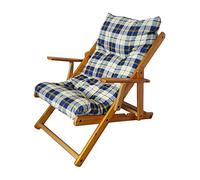 Totò Piccinni Poltrona Sedia Sdraio Harmony Relax in Legno Pieghevole 3 Posizioni (Blu Scacchi)