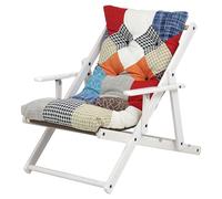 Totò Piccinni Poltrona Sedia Sdraio Harmony Relax in Legno Pieghevole 3 Posizioni (Patchwork Party, Struttura Bianca)