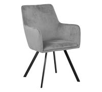 Totò Piccinni Poltroncina BORGHESE in Velluto con gambe in metallo stile moderno (1, Grigio Chiaro)