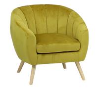 Totò Piccinni Poltroncina PILAR in Velluto imbottito con braccioli e piedini in legno (Velluto Giallo Senape, Poltrona)