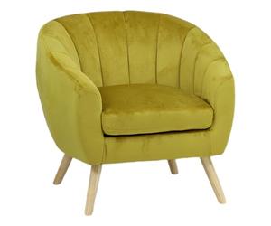 Totò Piccinni Poltroncina PILAR in Velluto imbottito con braccioli e piedini in legno (Velluto Giallo Senape, Poltrona)