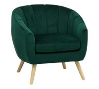 Totò Piccinni Poltroncina PILAR in Velluto imbottito con braccioli e piedini in legno (Velluto Verde, Poltrona)