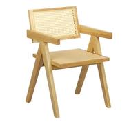 Totò Piccinni Sedia DALY in legno design retrò con braccioli, seduta e schienale in paglia di vienna rattan (1, Naturale)