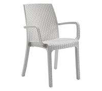 Totò Piccinni Sedia INDIANA con BRACCIOLI in simil rattan (Bianco 4 Pz)