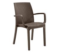 Totò Piccinni Sedia INDIANA con BRACCIOLI in simil rattan (Espresso 2 Pz)