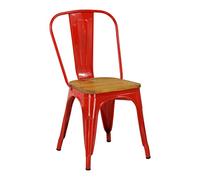 Totò Piccinni Sedia Industry in Metallo Design Industriale (1 Sedia, Wood/Rosso)