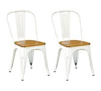 Totò Piccinni Sedia Industry in Metallo Design Industriale (2 Sedie, Wood/Vintage Bianco)