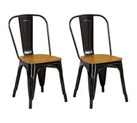 Totò Piccinni Sedia Industry in Metallo Design Industriale (2 Sedie, Wood/Vintage Nero)