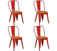 Totò Piccinni Sedia Industry in Metallo Design Industriale (4 Sedie, Wood/Rosso)