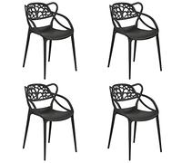 Totò Piccinni Sedia INFINITY TIMBER Impilabile Design Moderno in Polipropilene (Nero, 4 Pz)