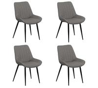Totò Piccinni Sedia LIMA design moderno imbottita in simil pelle con gambe in metallo (4, Grigio New)