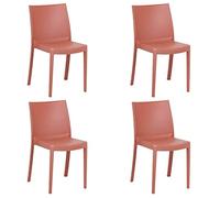 Totò Piccinni Sedia PERLA in polipropilene design impilabile per esterno Made in Italy (Rosso, 4)