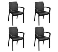 Totò Piccinni Sedia REGINA in polipropilene poltrona con braccioli in Simil Rattan effetto realistco, impilabile MADE IN ITALY (4, Antracite, con Braccioli)