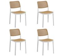 Totò Piccinni Sedia VIENNA in Polipropilene, Design Effetto Paglia di Vienna per Interno ed Esterno (Bianco 4 Pz)